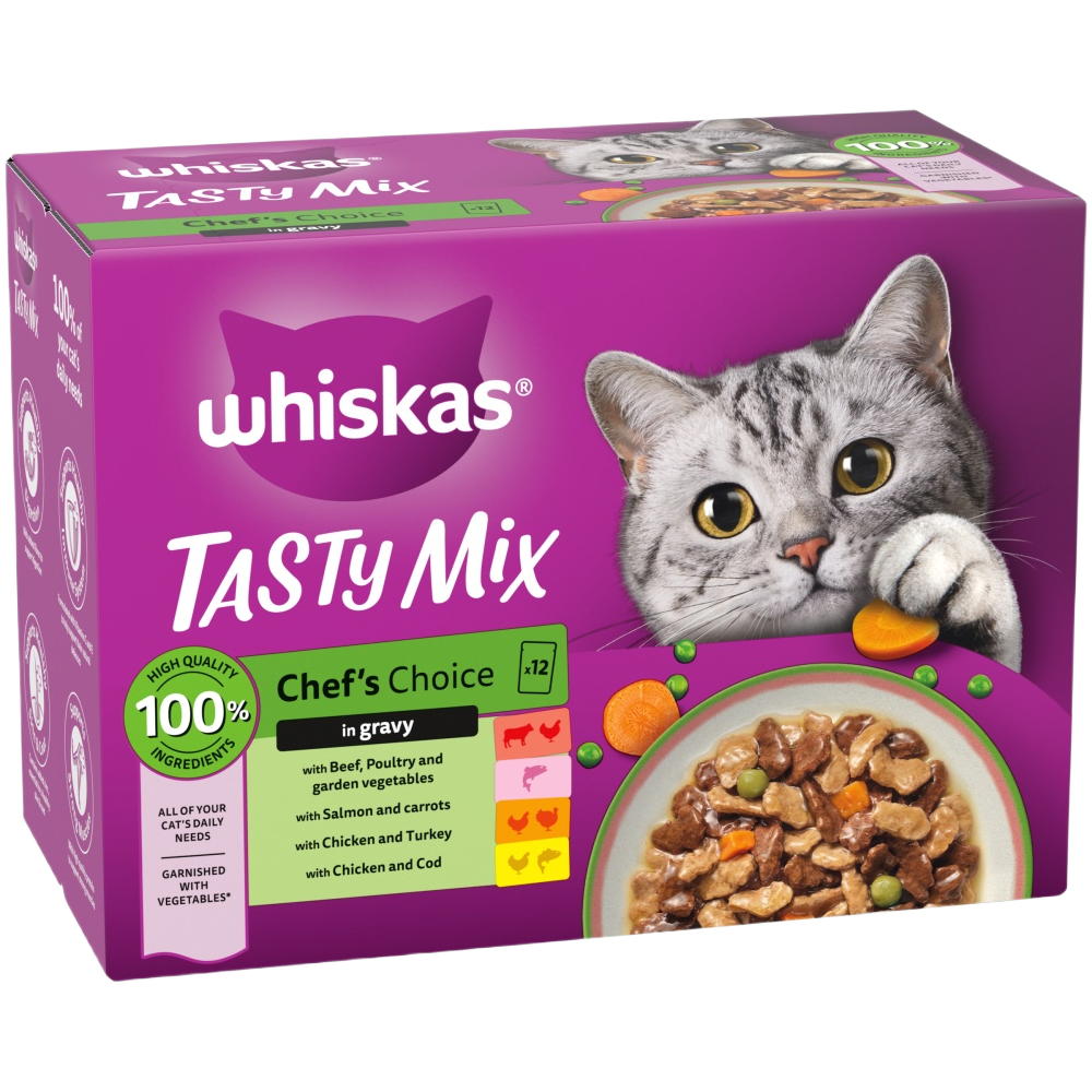 WHISKAS® CHEF'S CHOICE in Gravy Adult Wet Cat Food 40x85g,12x85g - 1