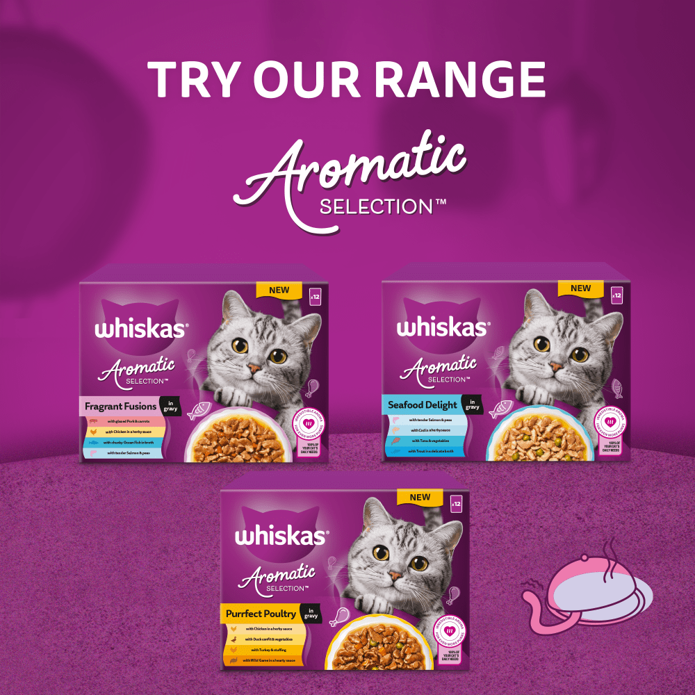 WHISKAS® 1+ Aromatic Purrfect Poultry Selection Wet Cat Food Pouches 12x85g - 4