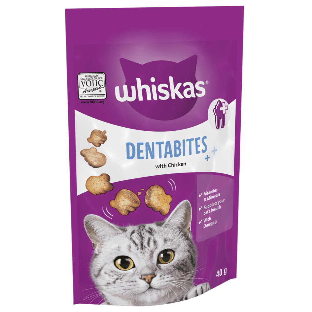 WHISKAS® Dentabites Adult Cat Treats with Chicken 40g - 1