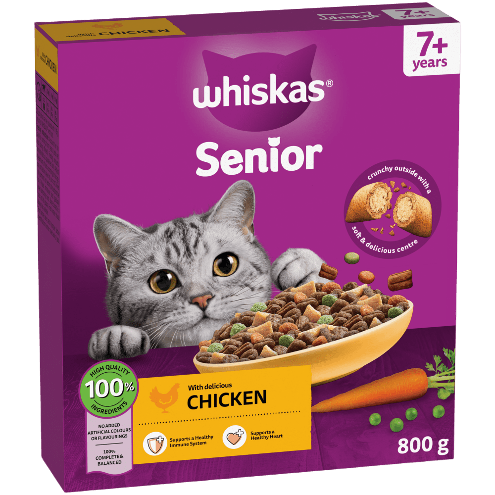 WHISKAS® Cat Dry with Chicken Senior 7+ 1.9kg,800g - 1